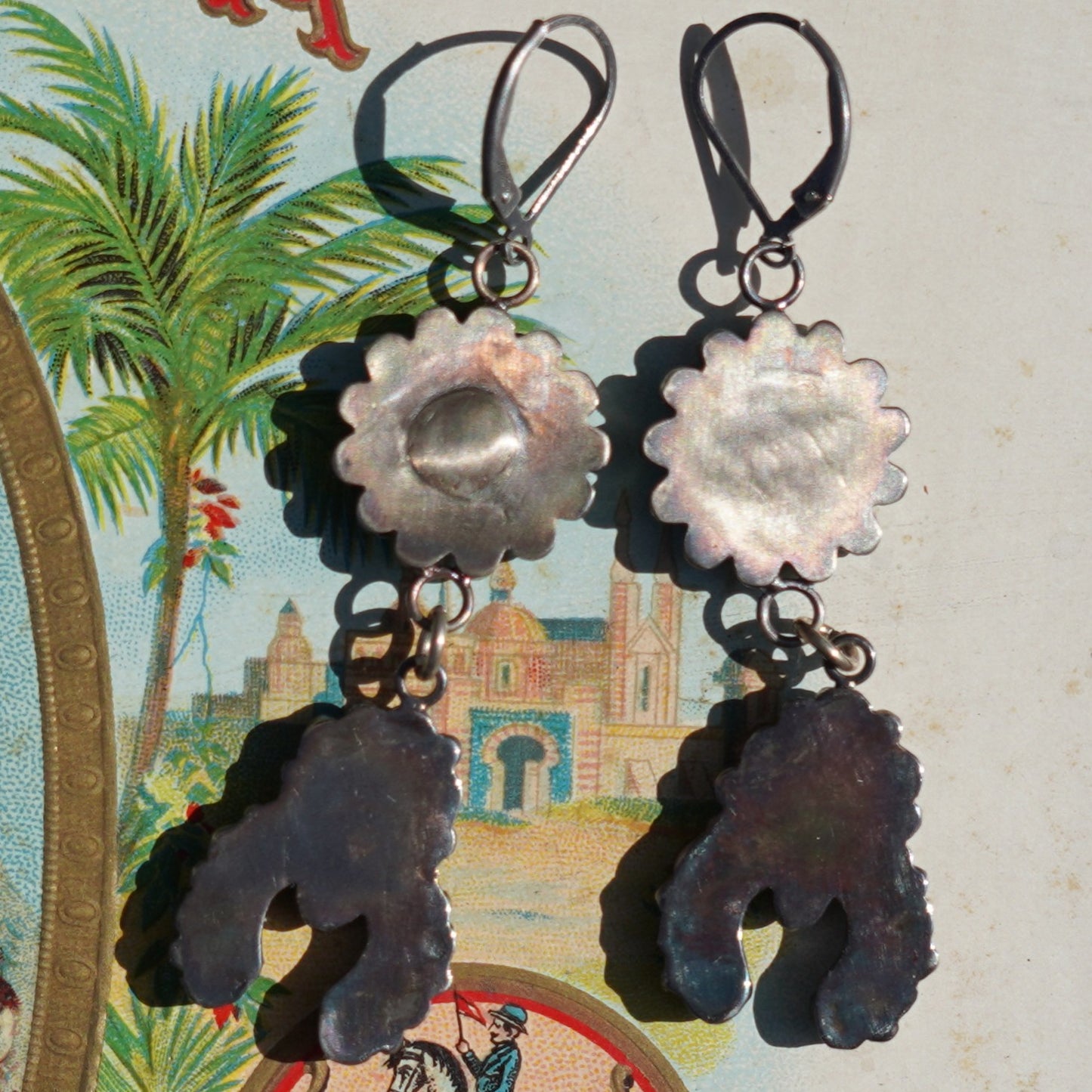 Vintage Turquoise Squash Blossom Earrings