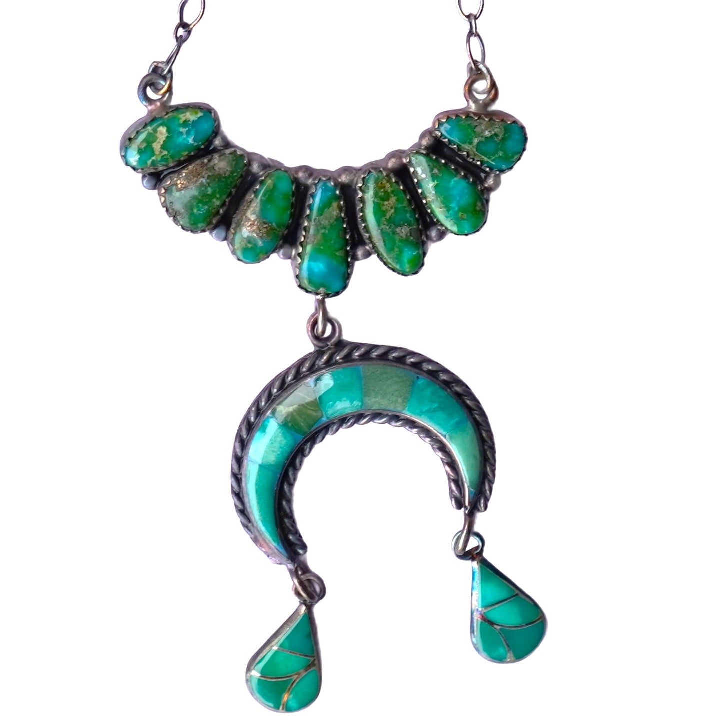 Southwestern Necklace with Naja And Sonoran Gold Turquoise Sterling Silver