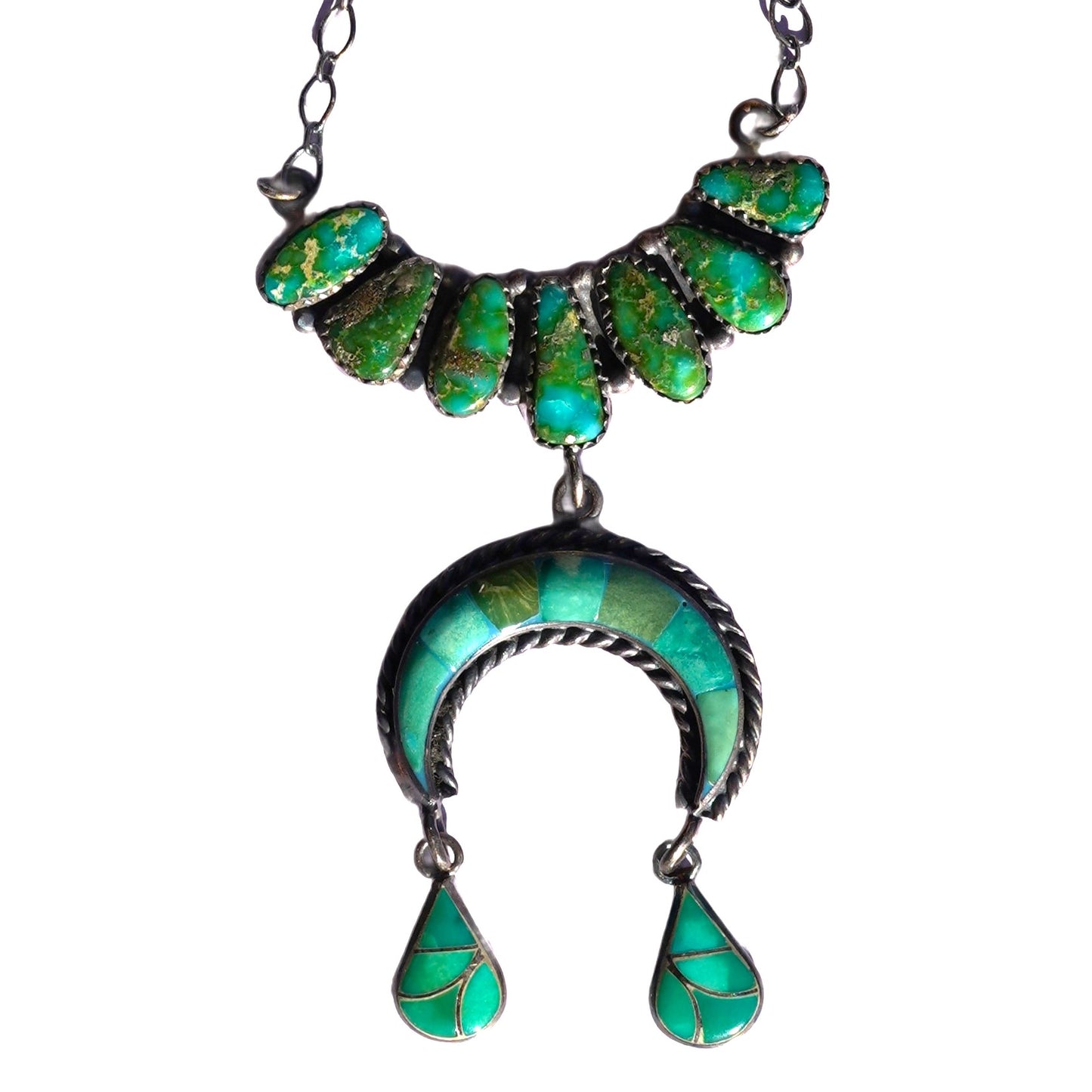 Southwestern Necklace with Naja And Sonoran Gold Turquoise Sterling Silver