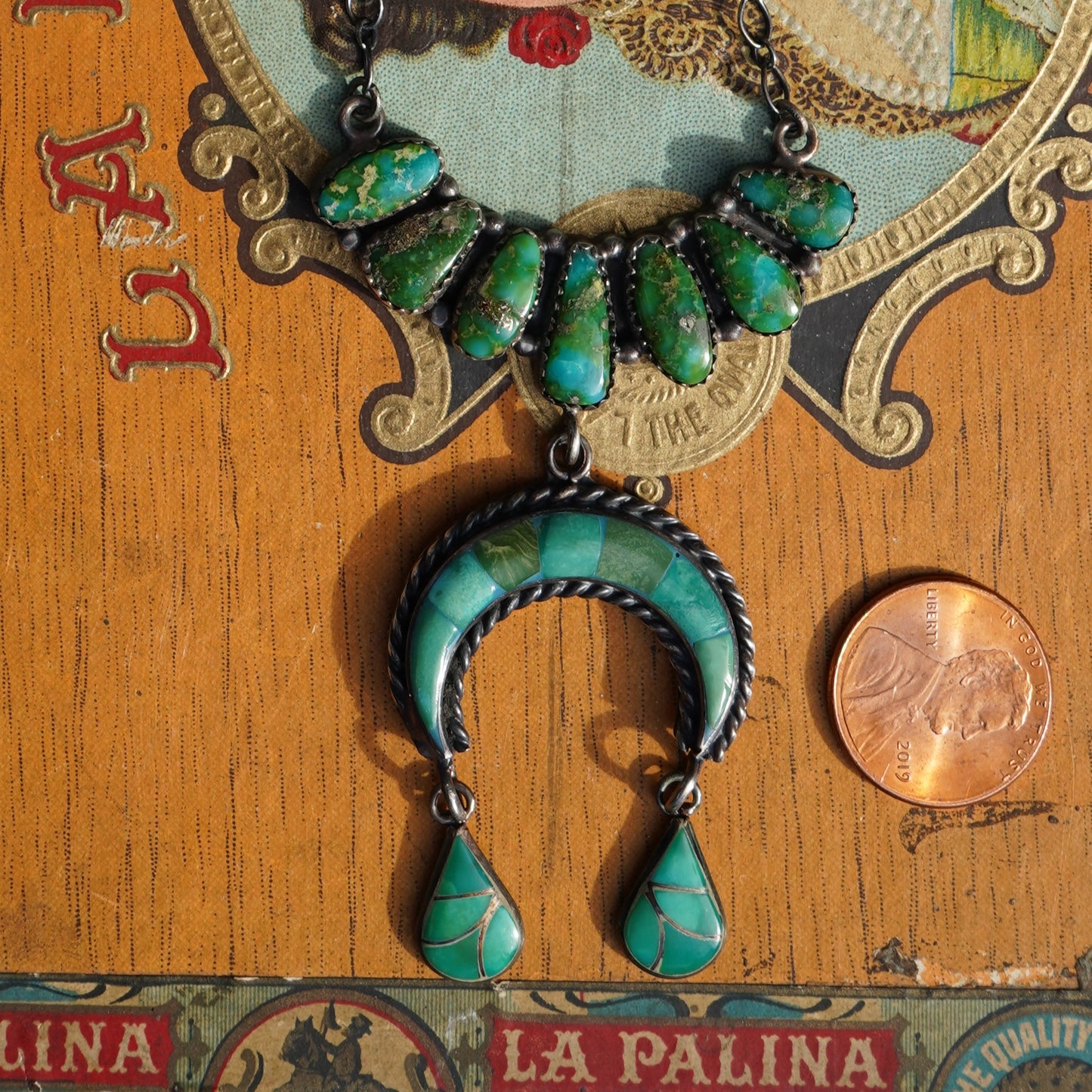 Southwestern Necklace with Naja And Sonoran Gold Turquoise Sterling Silver