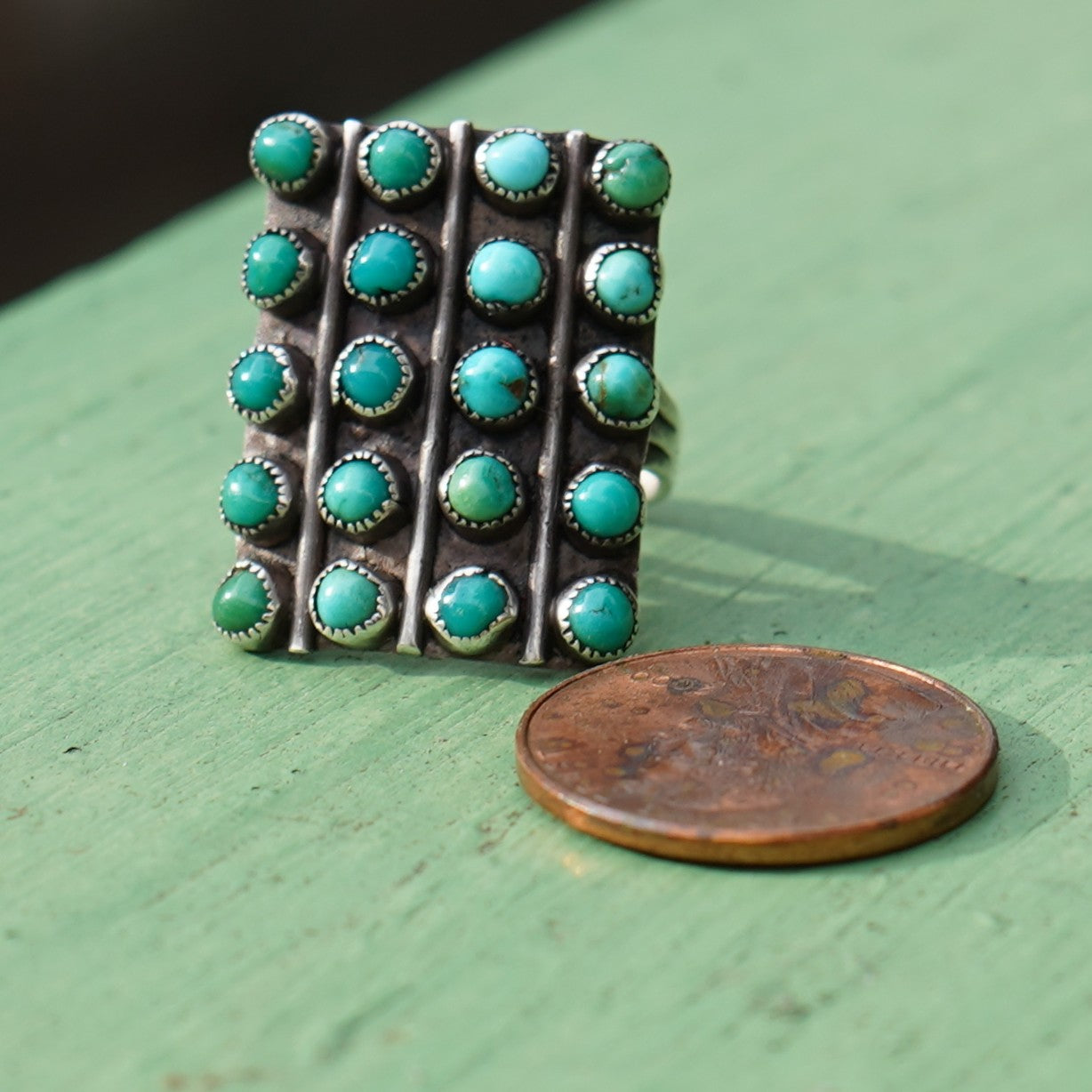 Vintage Sterling Silver Snake Eye Turquoise Ring