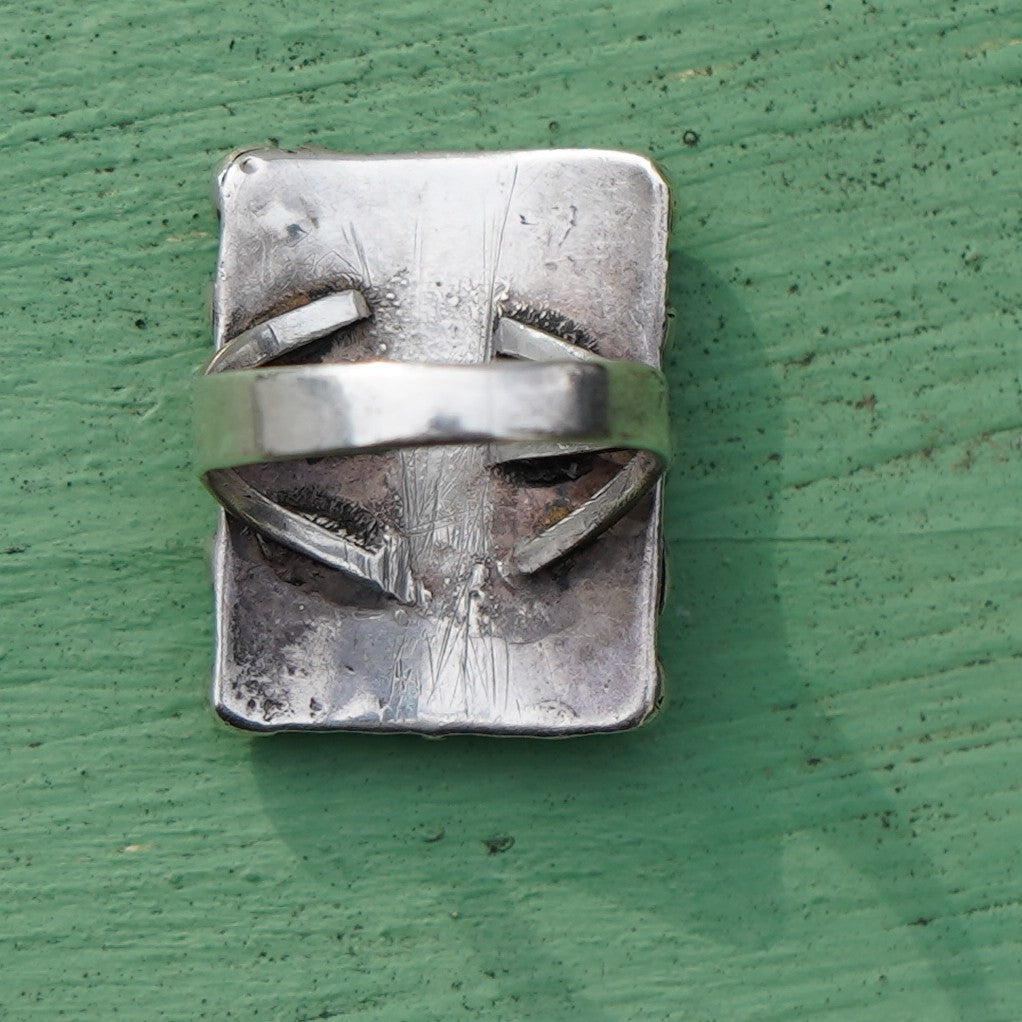 Vintage Sterling Silver Snake Eye Turquoise Ring