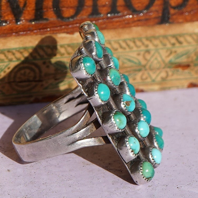 Vintage Sterling Silver Snake Eye Turquoise Ring