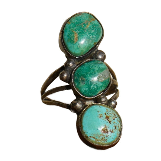 Vintage Navajo Cerrillos Turquoise Stop Light Ring