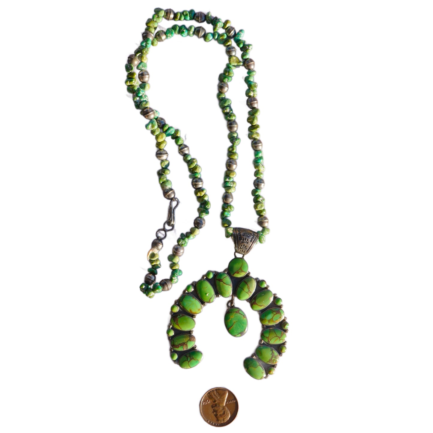 Green Mojave Turquoise Naja Necklace Sterling Silver