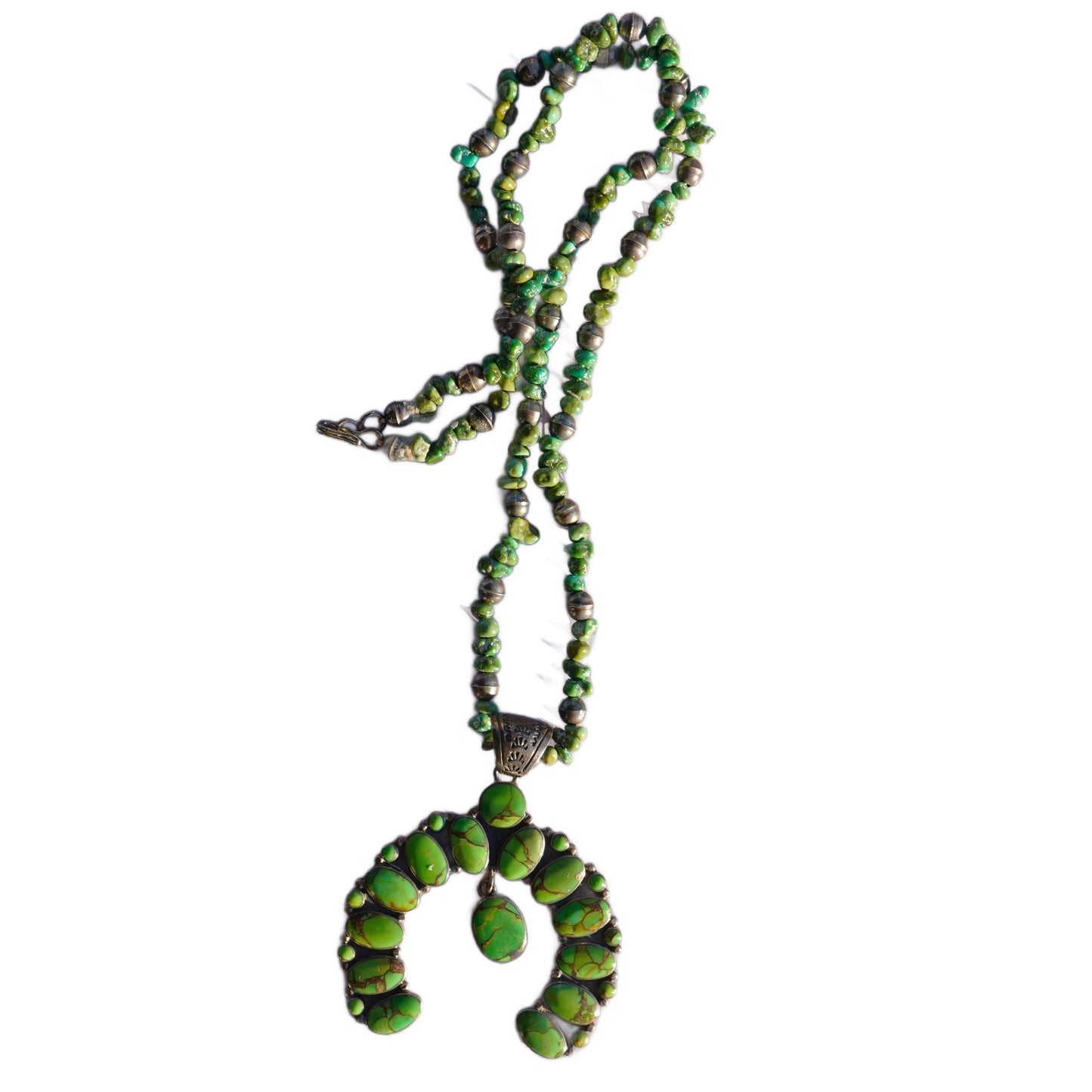 Green Mojave Turquoise Naja Necklace Sterling Silver