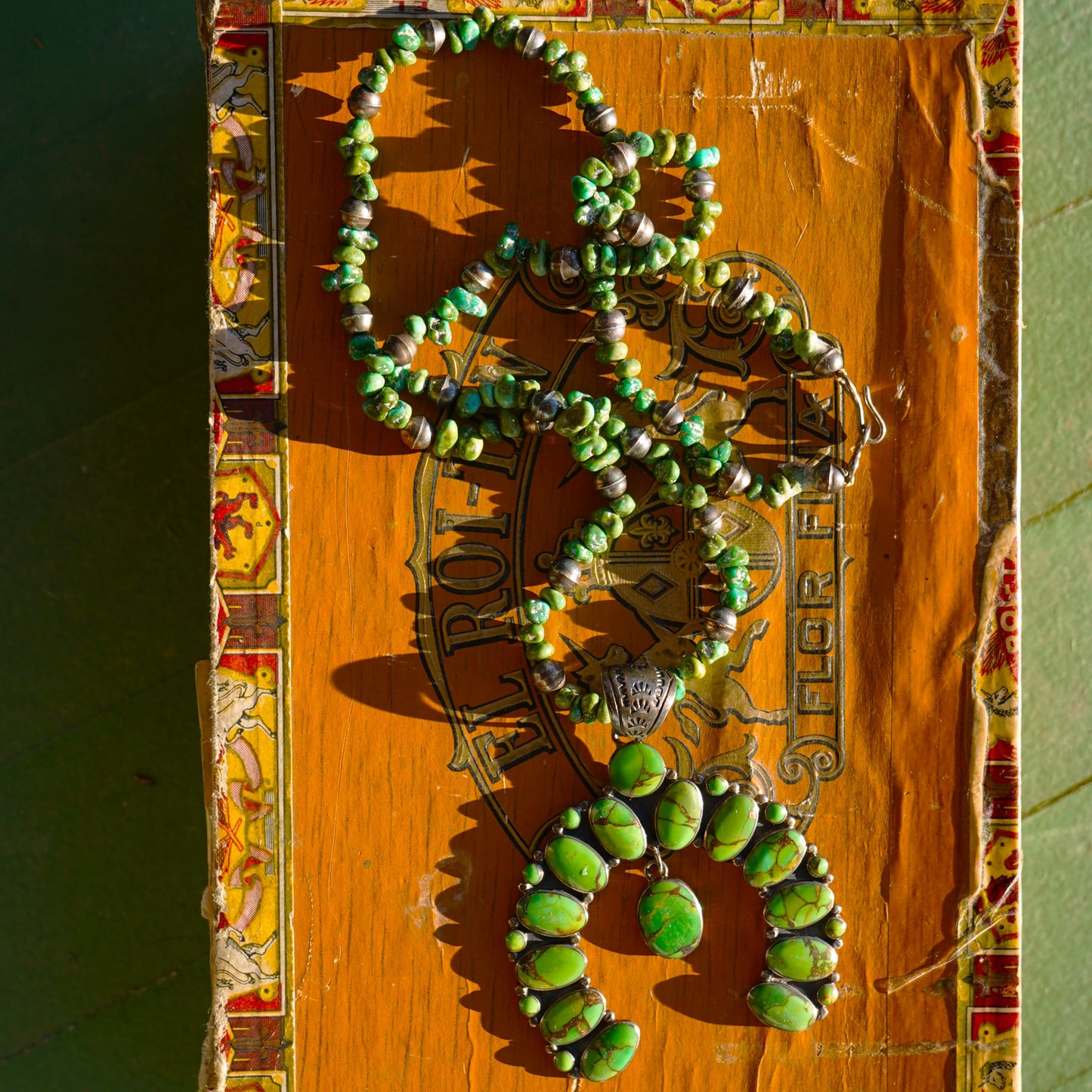 Green Mojave Turquoise Naja Necklace Sterling Silver