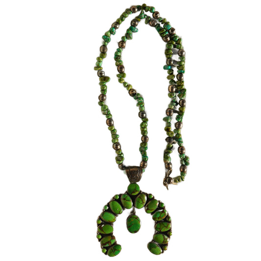 Green Mojave Turquoise Naja Necklace Sterling Silver