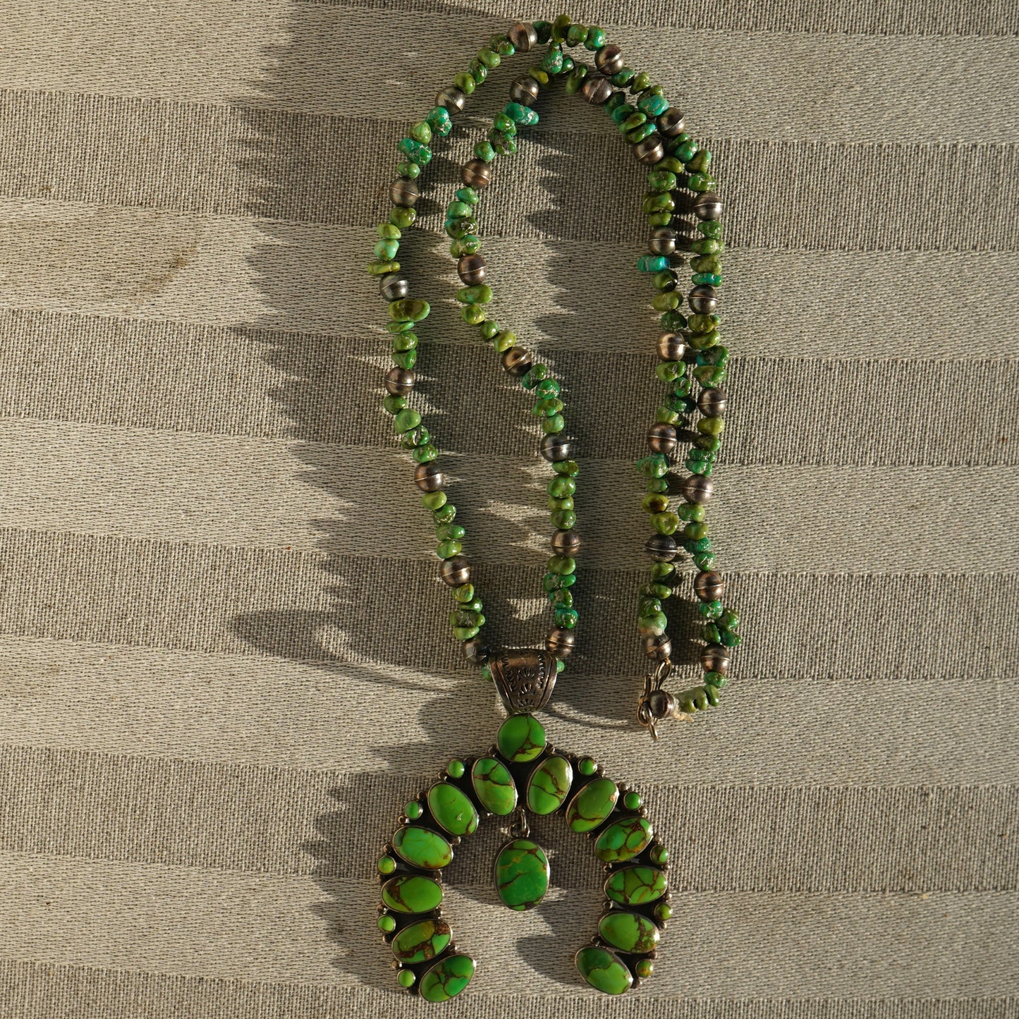 Green Mojave Turquoise Naja Necklace Sterling Silver