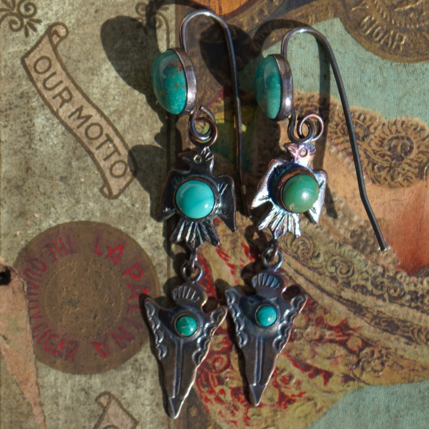 Vintage Fred Harvey Thunderbird Arrow Earrings