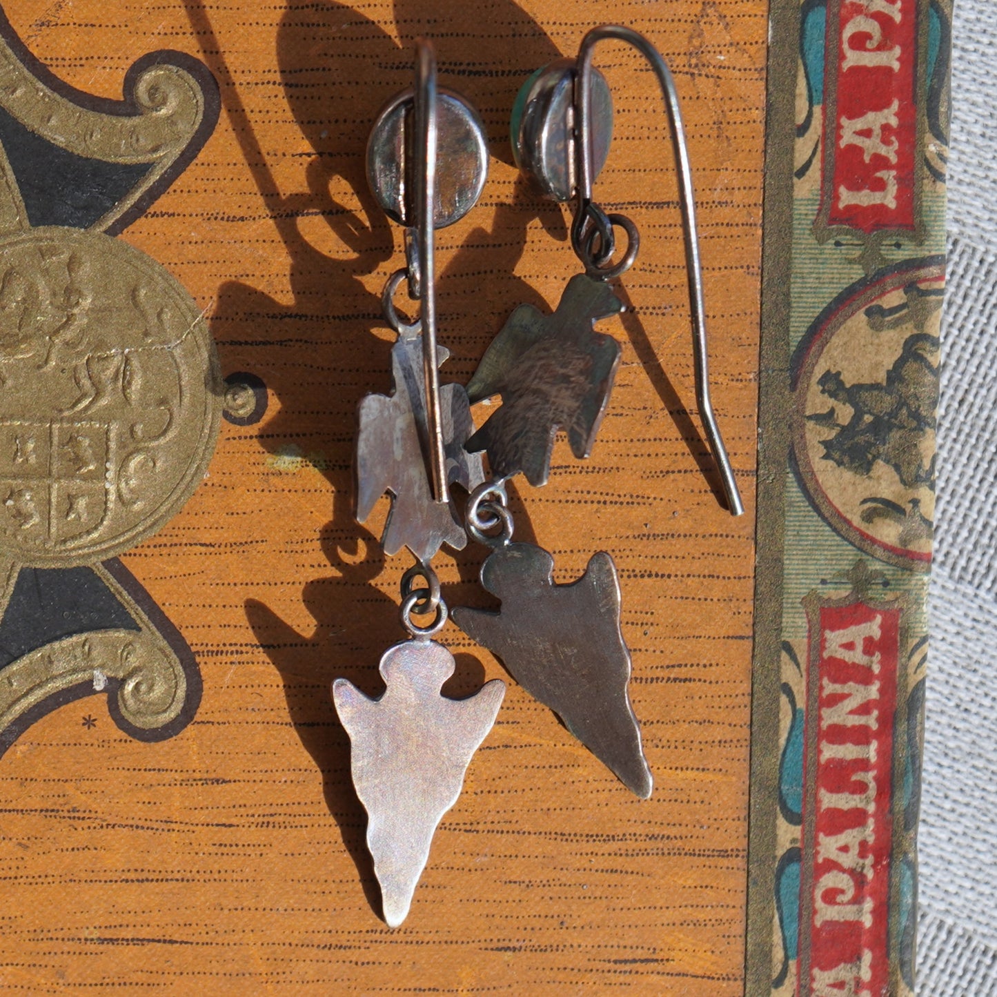 Vintage Fred Harvey Thunderbird Arrow Earrings