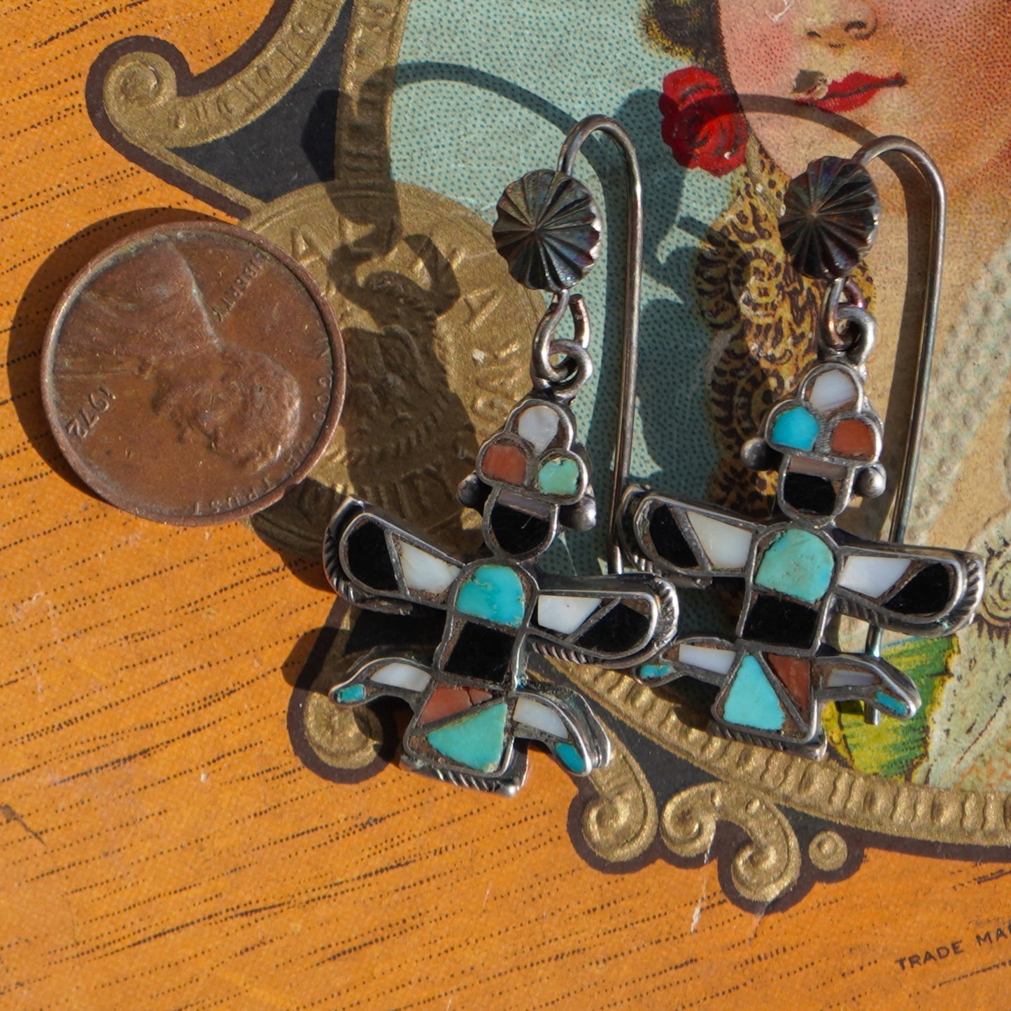 Vintage Zuni Knifewing Dancer Earrings