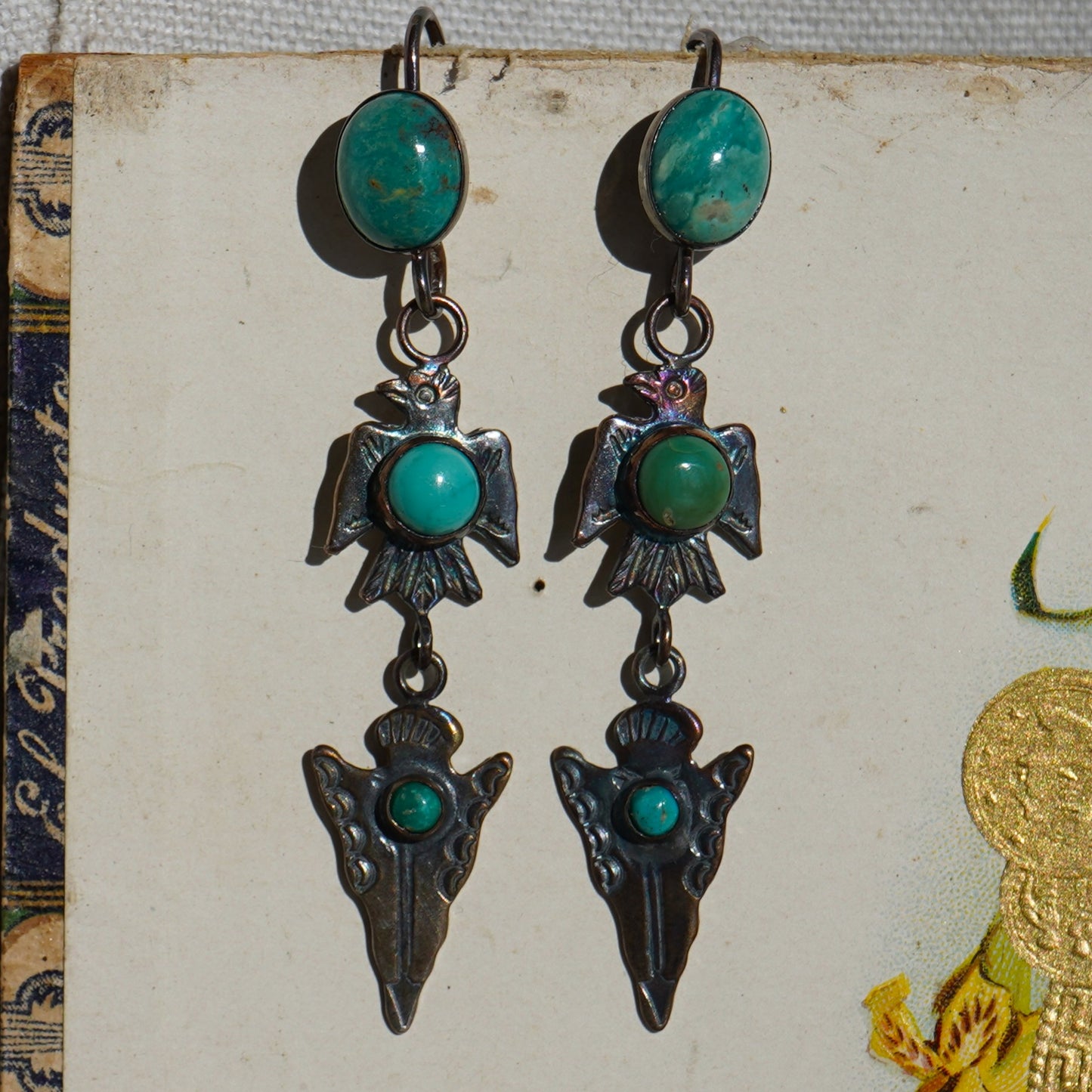Vintage Fred Harvey Thunderbird Arrow Earrings