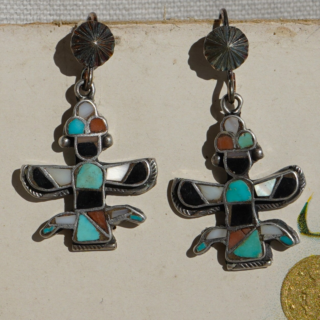 Vintage Zuni Knifewing Dancer Earrings