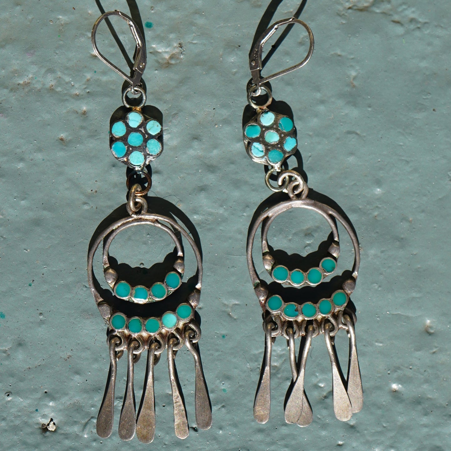 Dishta Style Zuni Turquoise Vintage Earrings