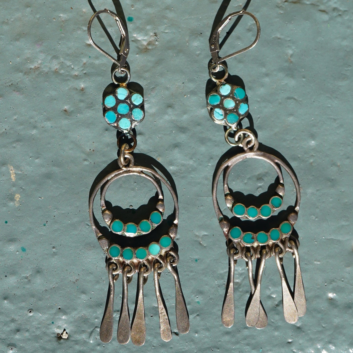 Dishta Style Zuni Turquoise Vintage Earrings