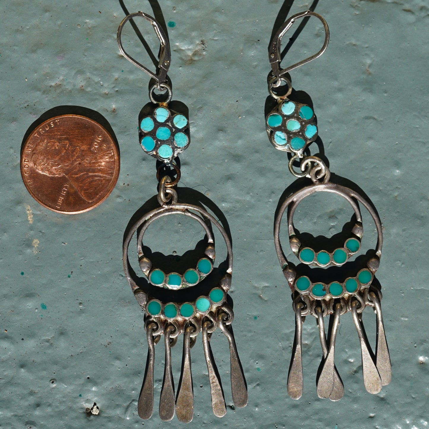Dishta Style Zuni Turquoise Vintage Earrings
