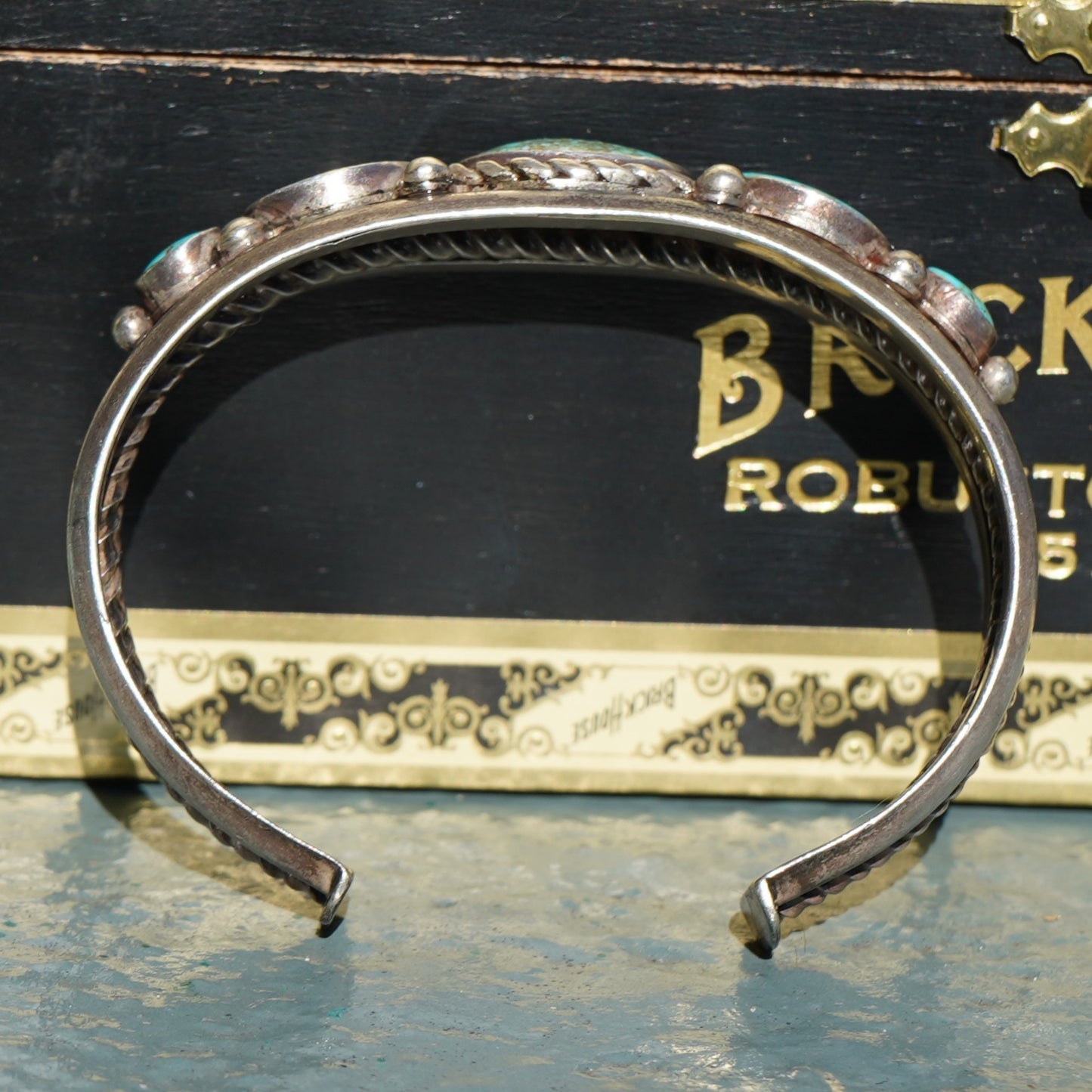 Vintage Navajo Nevada Turquoise Five Stone Bracelet