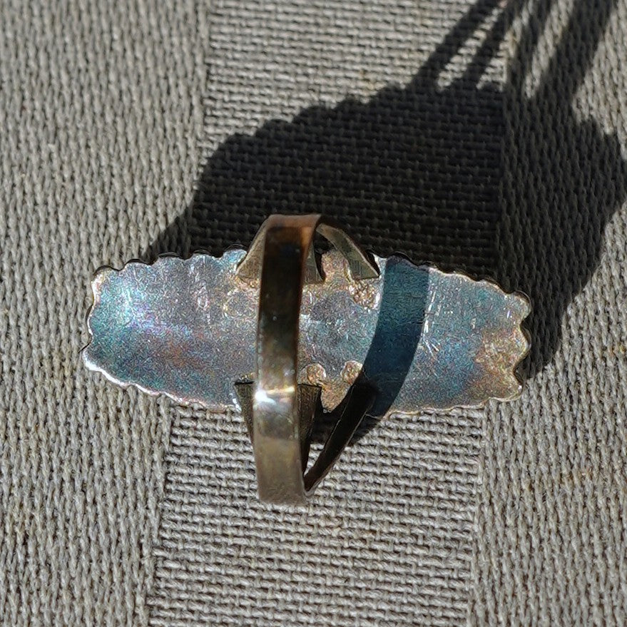 Old Pawn Green Turquoise Ring Sterling Silver