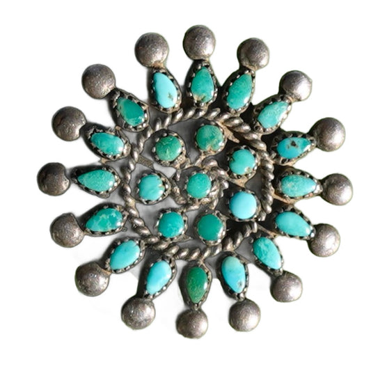 Small Zuni Turquoise Pin Sterling Silver