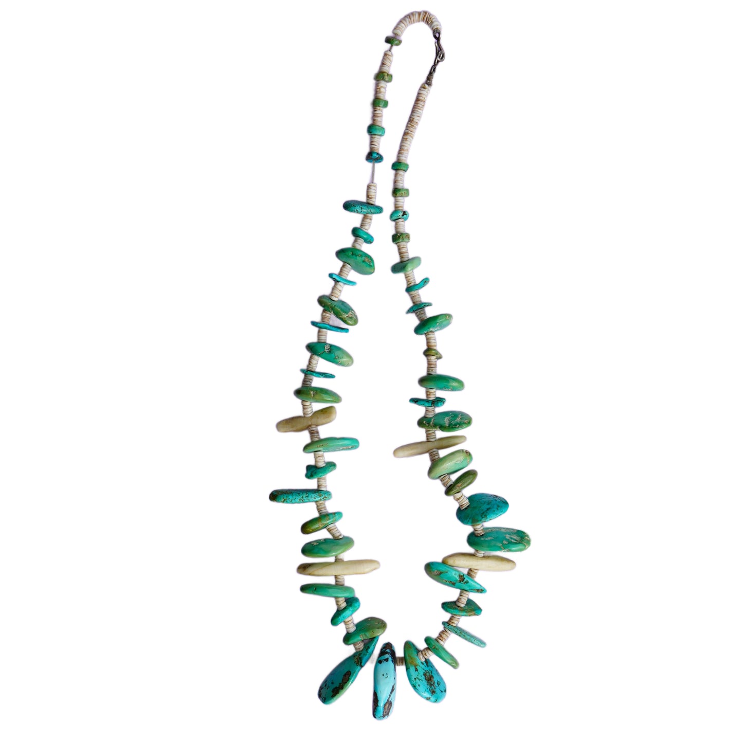 1940's Turquoise And Shell Heishi Necklace