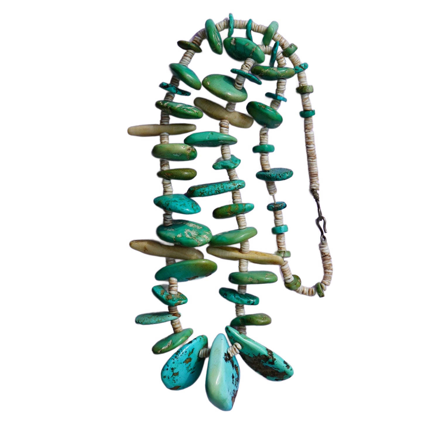 1940's Turquoise And Shell Heishi Necklace
