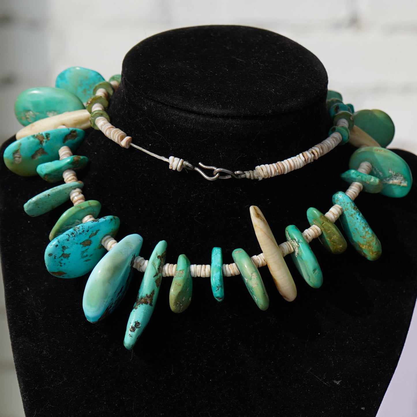 1940's Turquoise And Shell Heishi Necklace