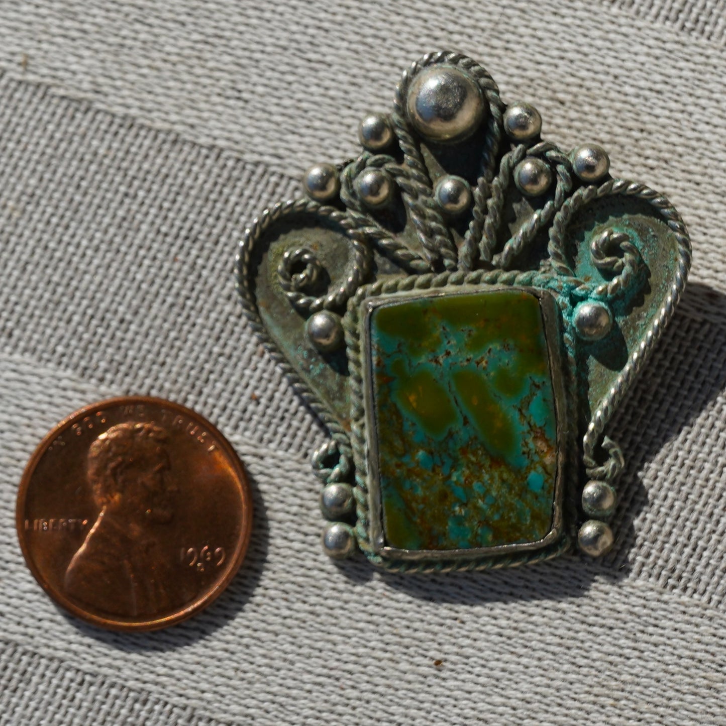 Vintage Navajo Turquoise Sterling Pin
