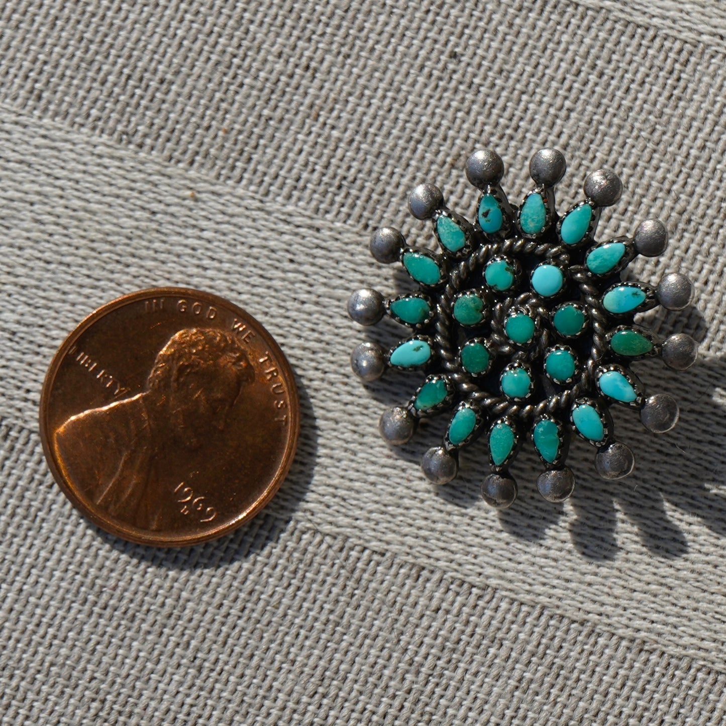 Vintage Zuni Turquoise Pin