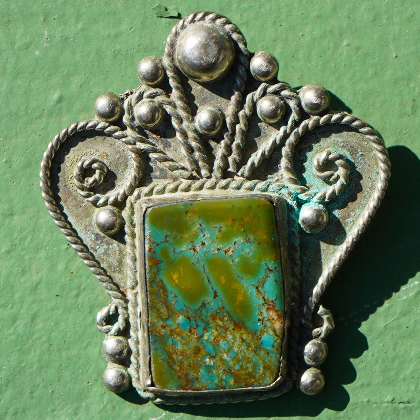 Vintage Navajo Turquoise Sterling Pin
