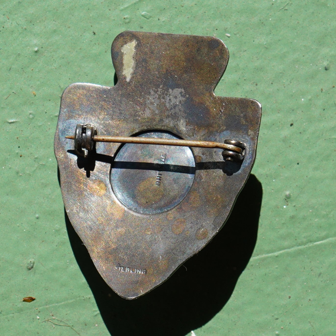 Fred Harvey era Green Turquoise Pin