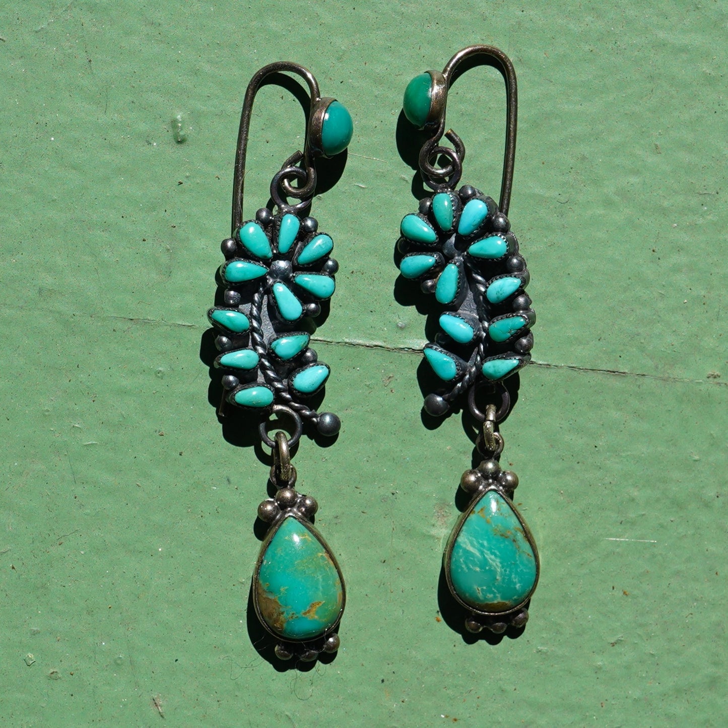 Vintage Turquoise Flower Earrings
