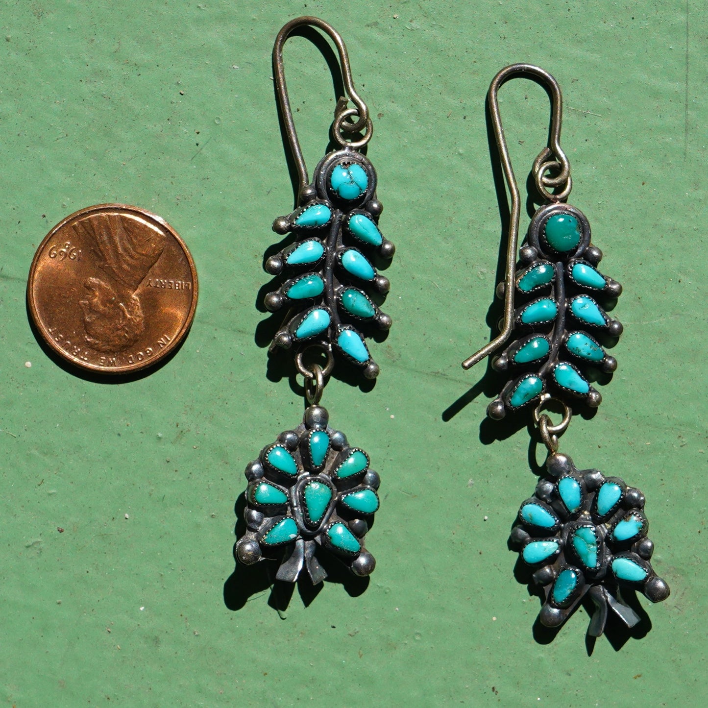 Vintage Turquoise Squash Blossom Earrings