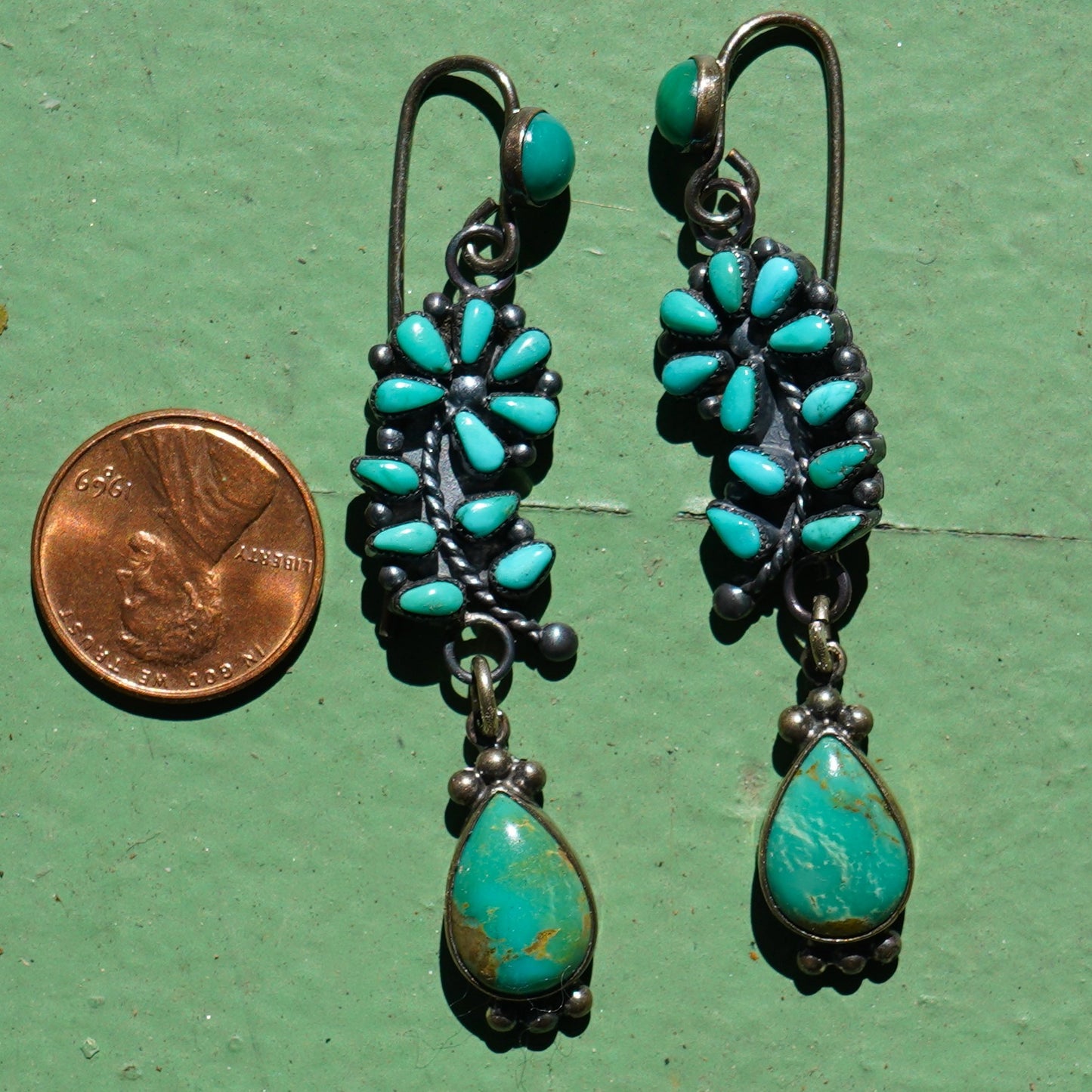 Vintage Turquoise Flower Earrings