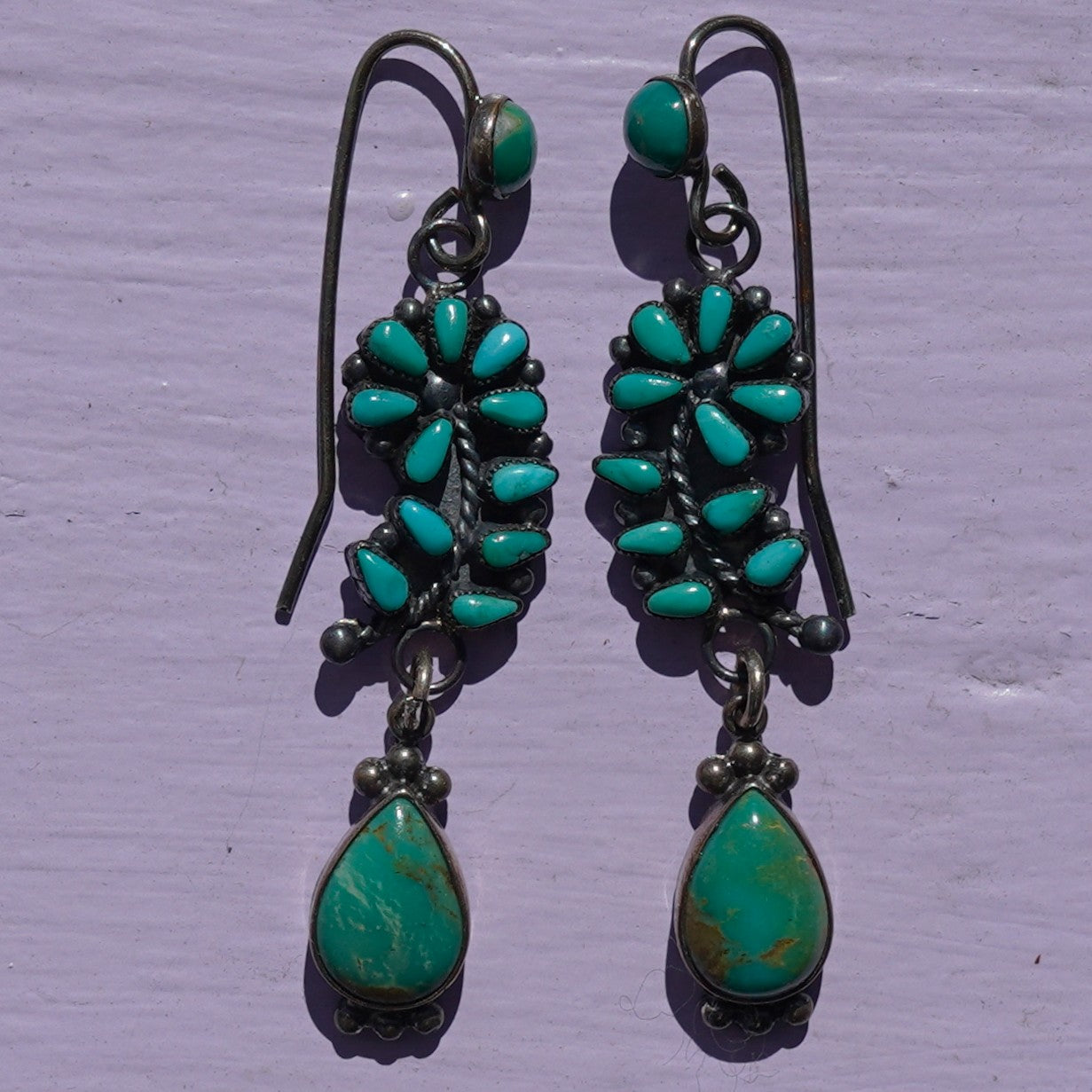Vintage Turquoise Flower Earrings