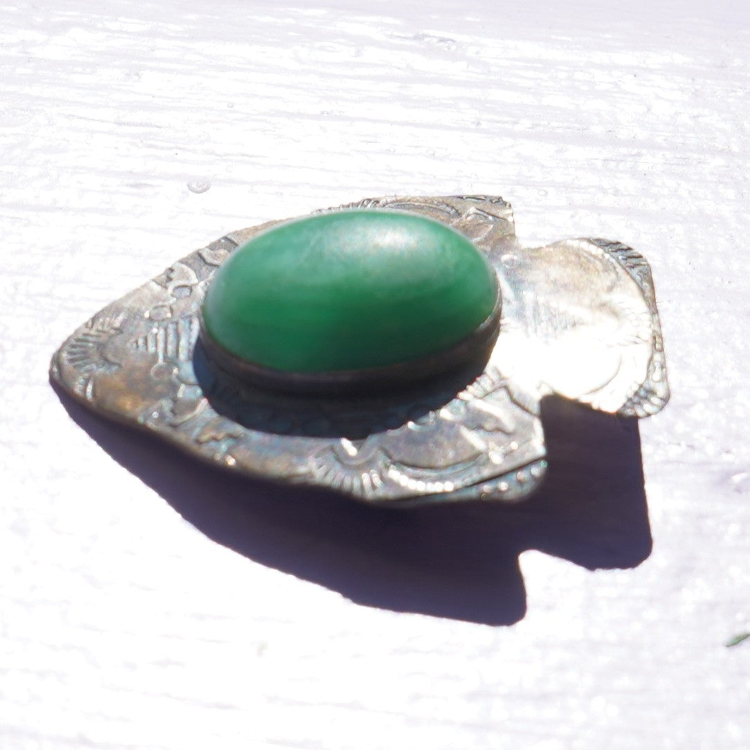 Fred Harvey era Green Turquoise Pin