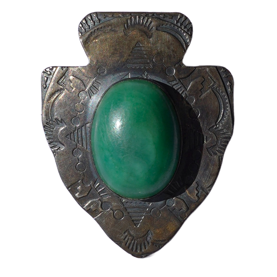 Fred Harvey era Green Turquoise Pin