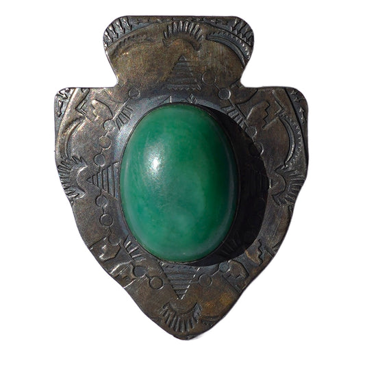 Fred Harvey era Green Turquoise Pin