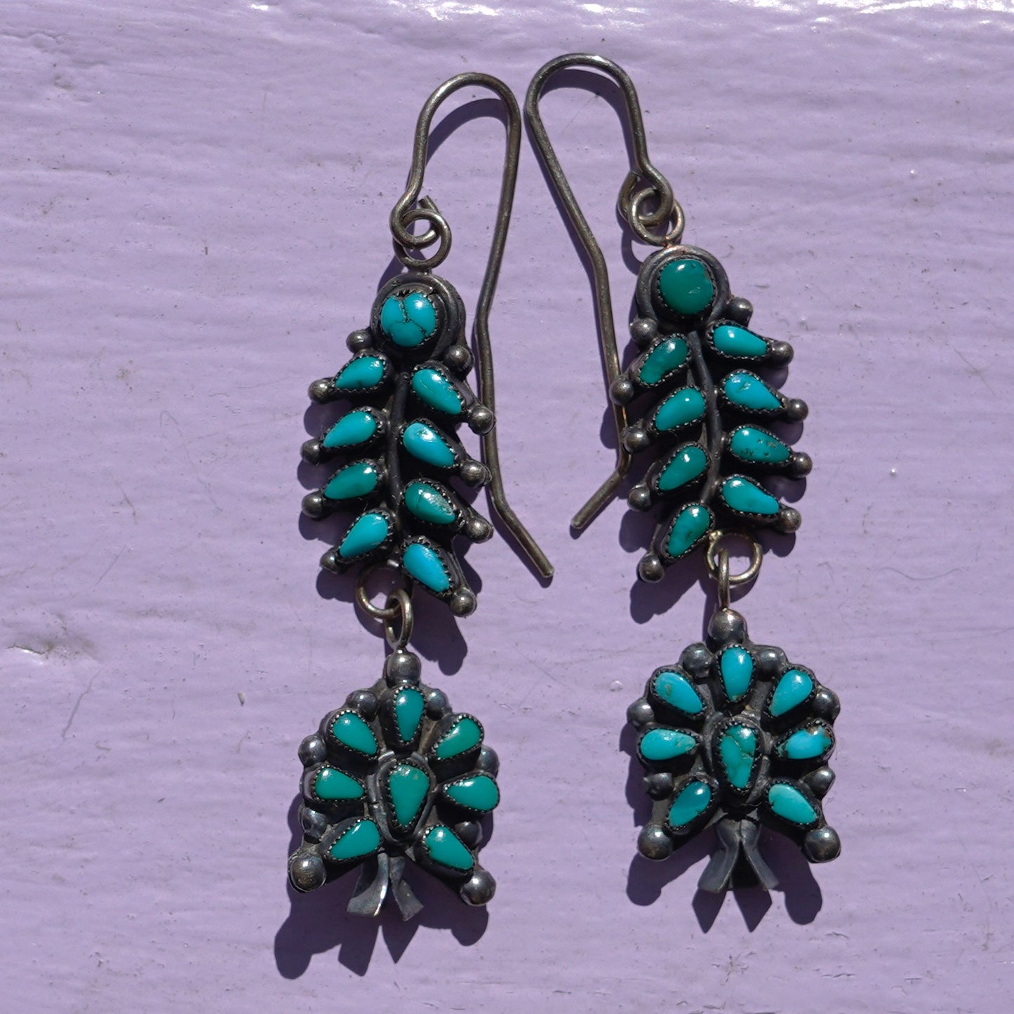 Vintage Turquoise Squash Blossom Earrings