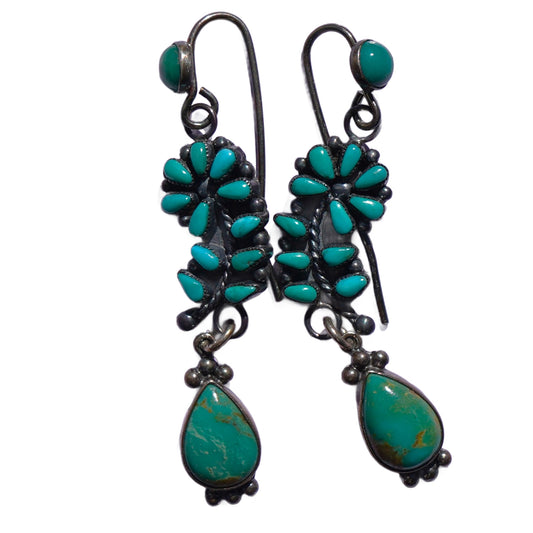 Vintage Turquoise Flower Earrings