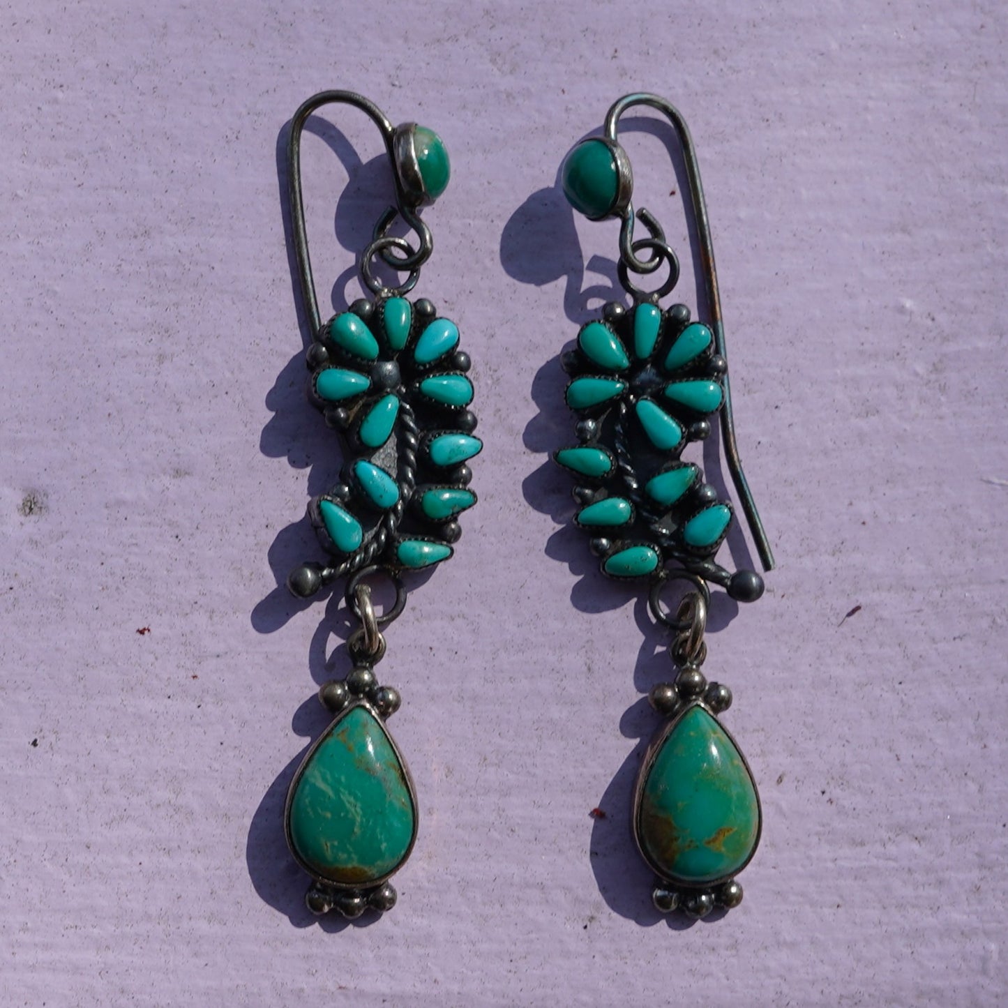 Vintage Turquoise Flower Earrings