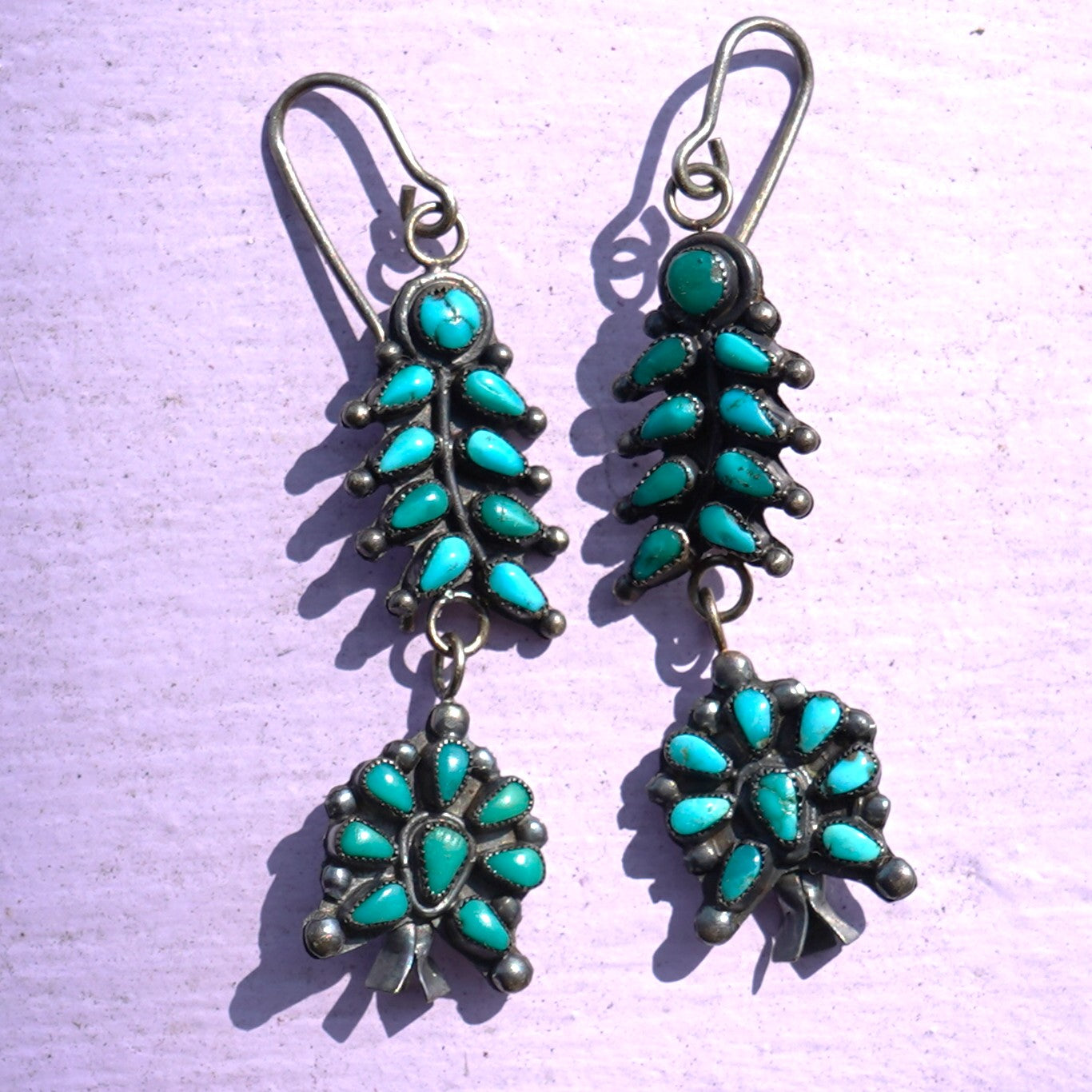 Vintage Turquoise Squash Blossom Earrings