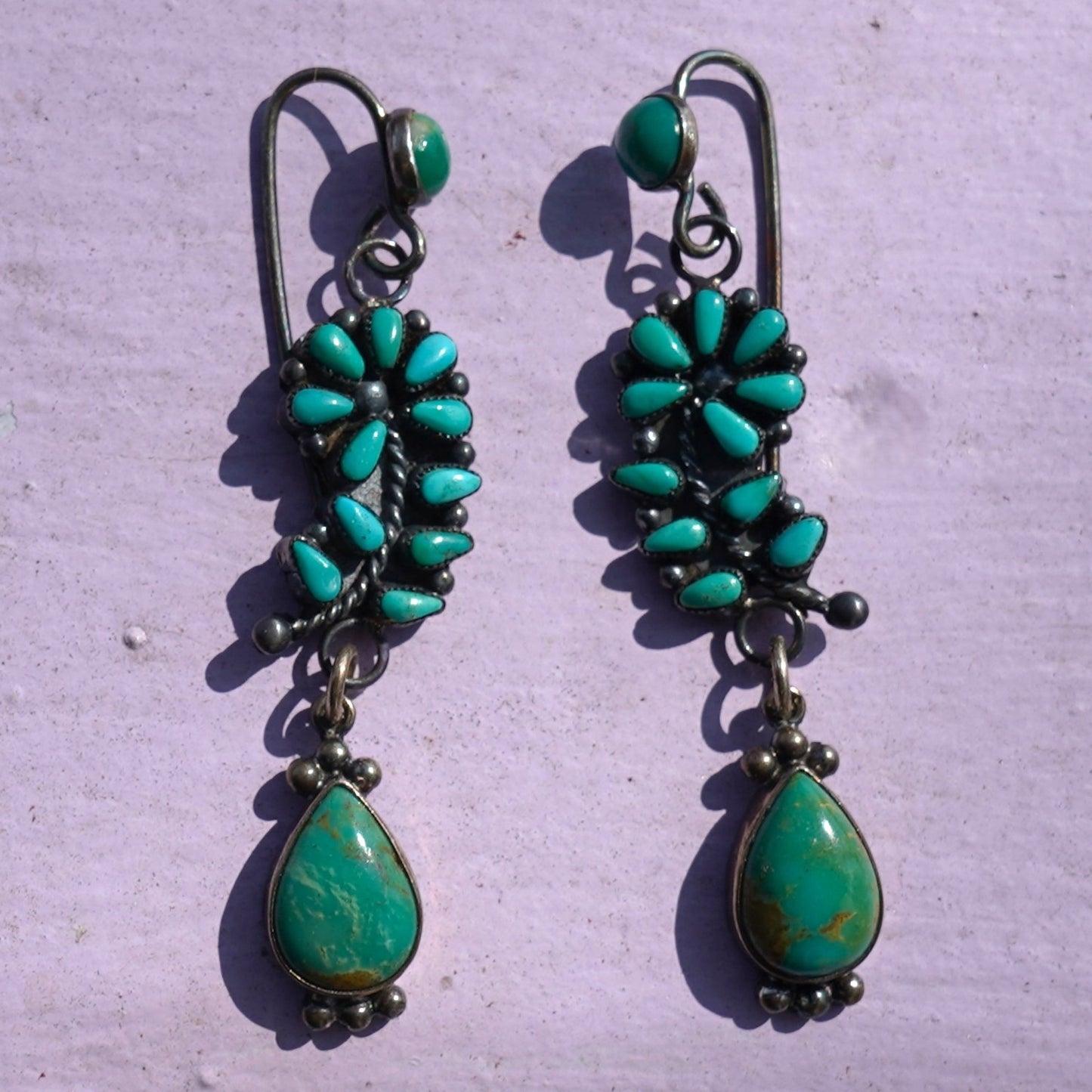 Vintage Turquoise Flower Earrings