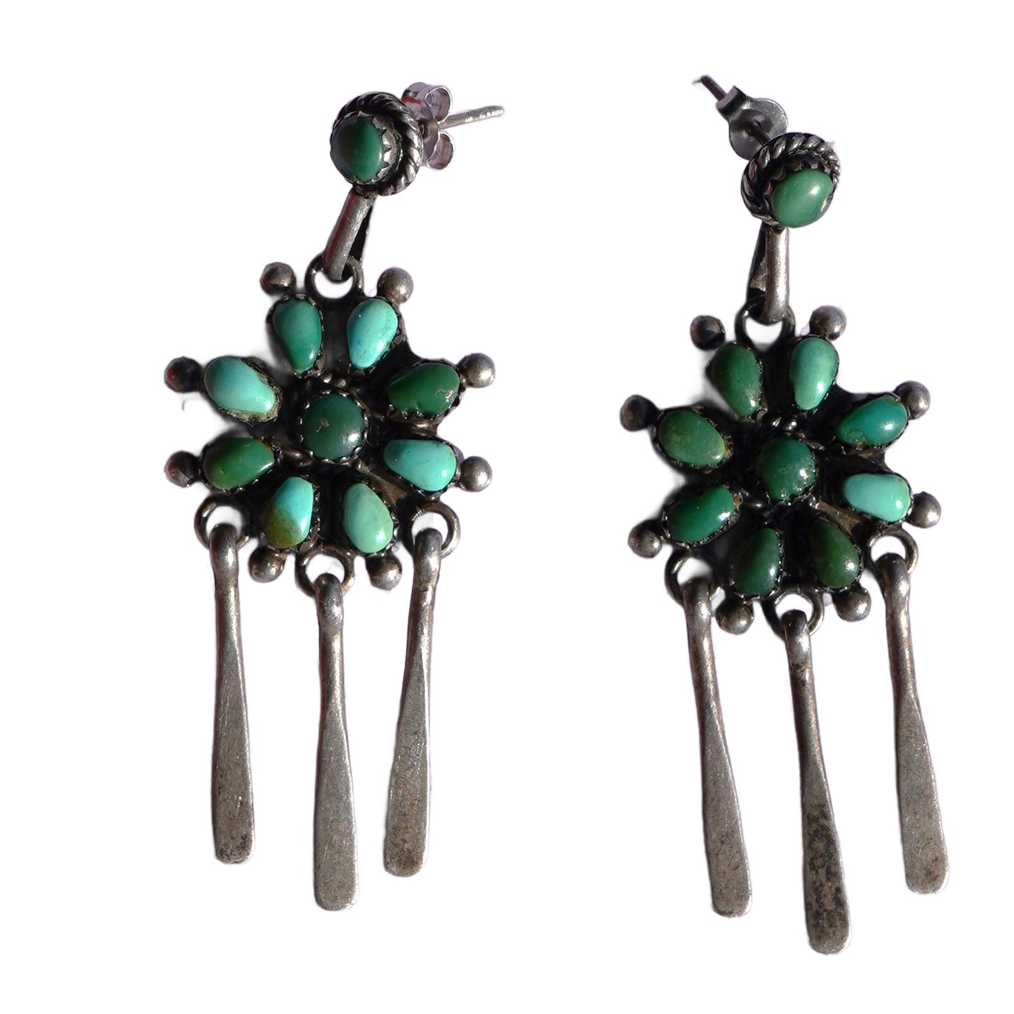 1940's Cerrillos Turquoise Zuni Earrings