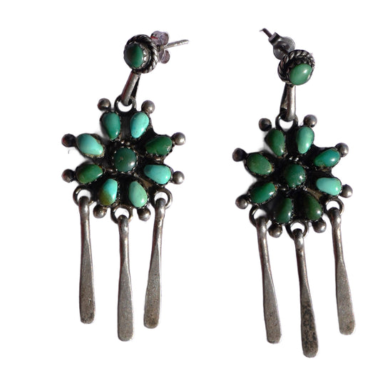 1940's Cerrillos Turquoise Zuni Earrings