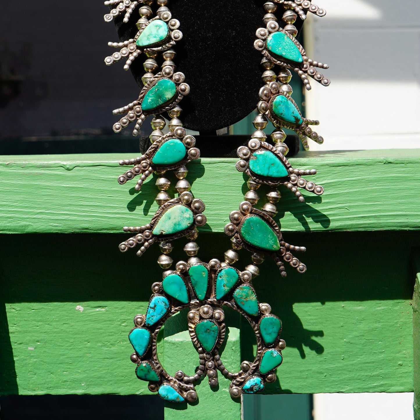 Vintage Zuni Turquoise Squash Blossom Necklace