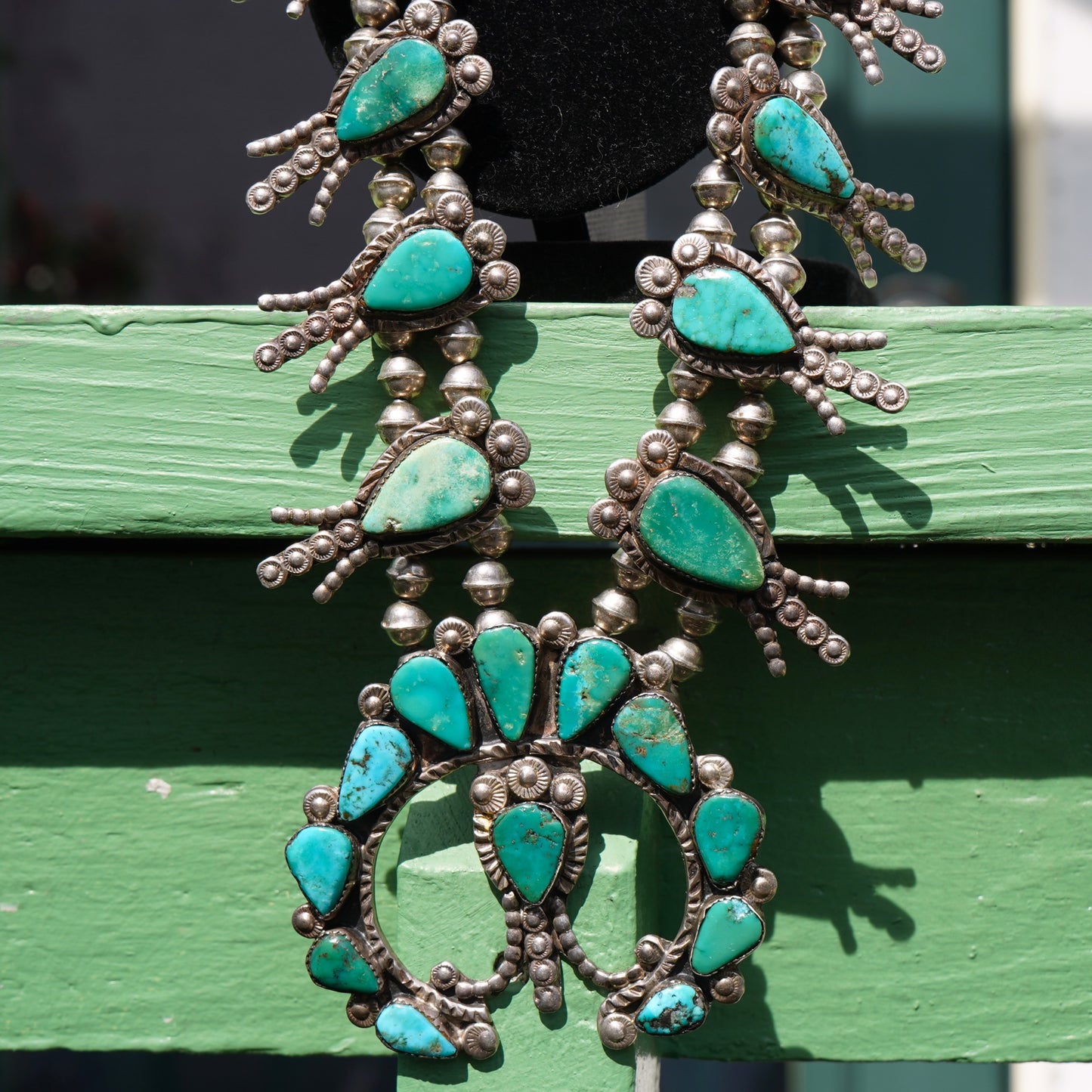 Vintage Zuni Turquoise Squash Blossom Necklace