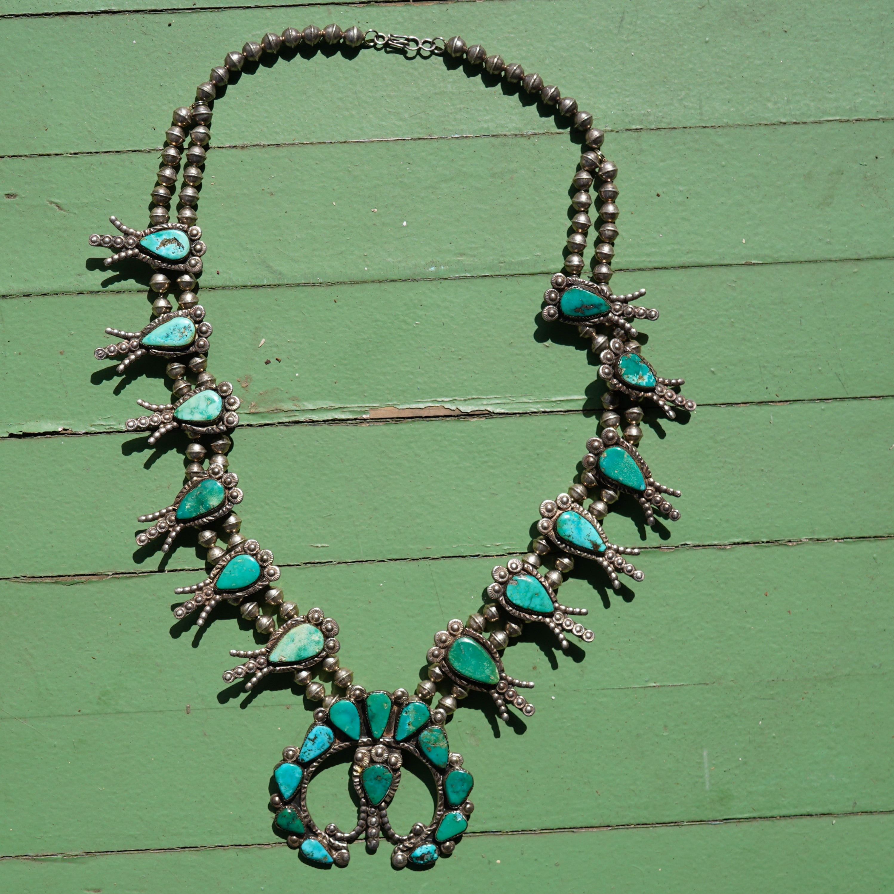 Vintage Zuni Turquoise Squash Blossom Necklace – Gallery Zono