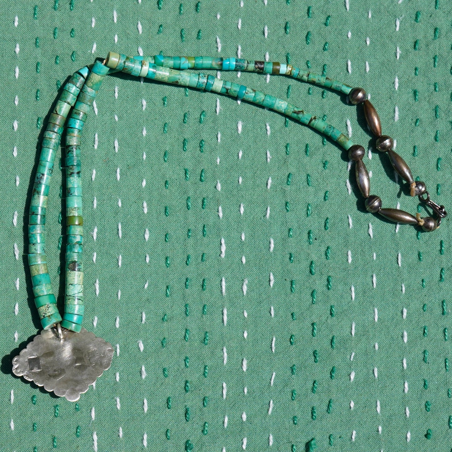 Vintage Green Turquoise Pendant Necklace