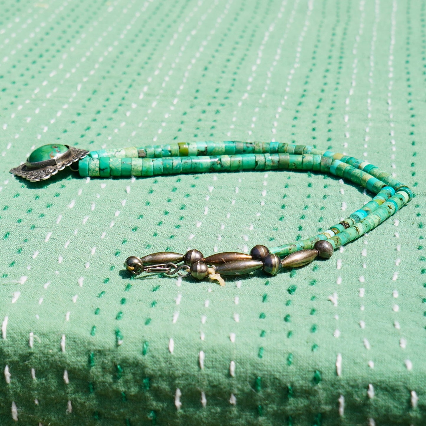 Vintage Green Turquoise Pendant Necklace
